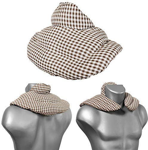 Nackenhörnchen mit Stehkragen braun-weiß - Kirschkernkissen - Nackenkissen Wärmekissen - Nacken Kissen braun-weiß, Kirschkerne