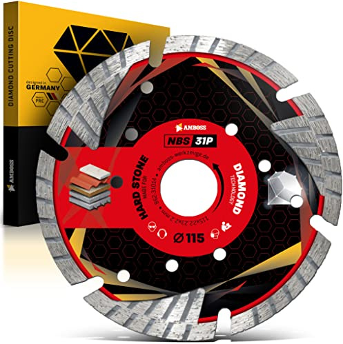 Amboss NBS 31P - Diamant-Trennscheibe Ø 115 mm x 22,2 mm - Naturstein/Granit/Beton/Klinker/Dachziegel/Zementrohre | Segmenthöhe: 10 mm (gesintert)
