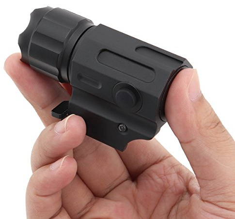 SecurityIng Waterproof LED Tactical Strobe Gun Flashlight, 2-Mode 210LM Handgun Torch Pistol Light with Quick Release Weaver Mount + CR2 3V 800mAh Lithium Battery