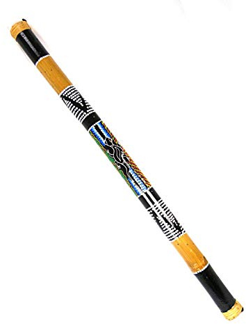 BASTONE DI PIOGGIA XL in bambù, Rainstick 100 cm decoro dipinto a mano.