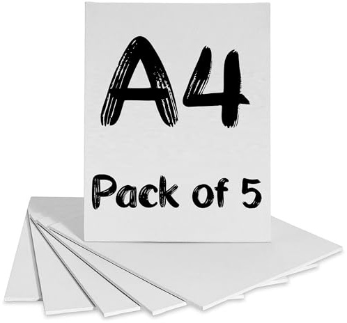 Pack of 5 A4 Canvas Boards – 21cm x 29cm Artist Painting Panels – Premium Triple Primed Cotton Blank Canvas Board for Acrylic & Oil Paint – Acid-Free Art Canvases for Painting