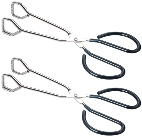 HINMAY 10-Inch Heavy Duty Stainless Steel Kitchen Scissor Tongs, Set of 2