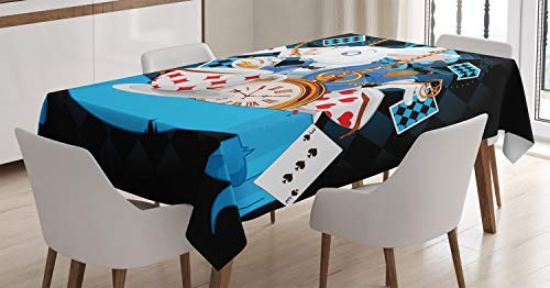 ABAKUHAUS Alice nel Paese delle Meraviglie Tovaglia, Tale Paese delle Meraviglie, Rettangolare per Sala da Pranzo e Cucina, 140 cm x 170 cm, Multicolore Acqua
