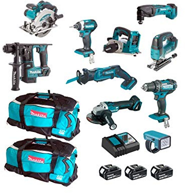 MAKITA Kit MPK1810233A (DDF482 + DTD154 + DHR171 + DGA504 + DTM50 + DSS610 + DJV182 + DJR185 + DKP180 + DML186 + 3 x 3,0 Ah + DC18RC + 2 x LXT600)