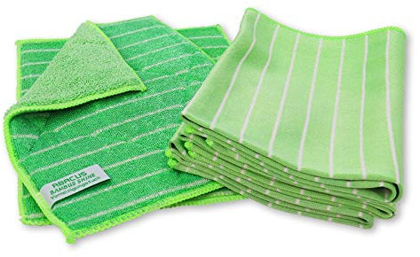 ABACUS Bamboo Shine 7436 Lot de 2 chiffons de prénettoyage + 3 torchons en bambou
