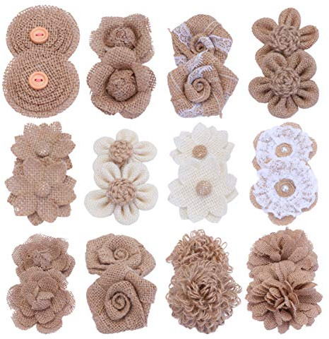 Healifty Rose Dekoration Set Mit Künstlichen Rosen Und Jute Blumen Für Weihnachts Tischdekoration Und Bastelprojekte 8X5.5X0.5Cm 24 Stück