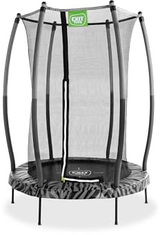 EXIT Toys Tiggy Junior Trampolin mit Sicherheitsnetz - ø140cm - Für Kleinkinder - Innen- und Außenbereich - Mit Gummibändern für sanftes Springen - Mit Fußschutzsystem - Schwarz/Grau