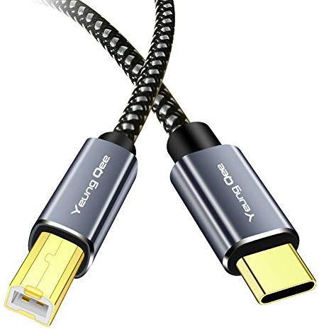 Yeung Qee USB C Printer Cable 1.5 ft, USB Type C to USB 2.0 Type B Printer Scanner Cable Cord Compatible with Brother, HP,Lexmark, Epson, Dell, Xerox, Samsung etc (1.5FT/0.5M)