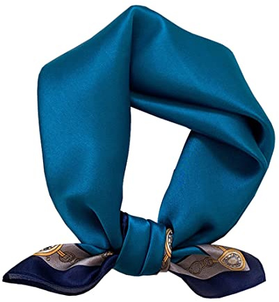 Ecroon Kvinnors scarf silke mullbär halsduk gåva silke scarf fyrkantig satin sjalar halsdukar, Svart, One Size