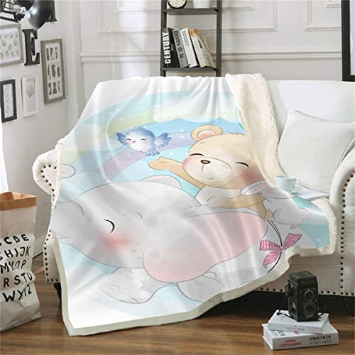 Bedruckte Fleecedecke Cartoon Tiere Decke für Couch Bequeme Bedruckte Bett- und Sofadecke (130x150cm) 3D-Druckdecke