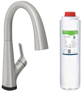 Elkay LKAV7051FLS Avado Single Hole 2-in-1 Kitchen Faucet with Filtered Drinking Water Lustrous Steel