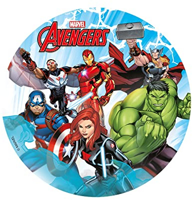 dekora - Essbare Kuchenaufleger mit Avengers Tortenverzierungen Geburtstag für Kinder - 15.5 cm