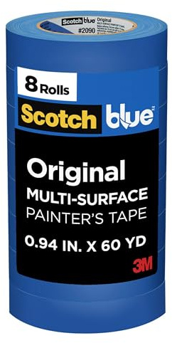ScotchBlue Lot de 8 rouleaux de ruban adhésif de peinture multi-surfaces pour l'intérieur et l'extérieur - Bleu - 0,94 cm x 60 m