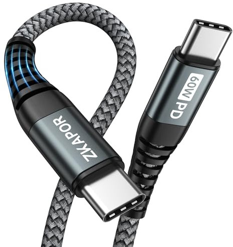 ZKAPOR Cavo USB C USB C Lungo 2M, Cavo USB Type-C 60W Ricarica Rapida Type-C a USB-C Compatible con iPhone 15/15 Pro Max, Samsung Galaxy S23 /S22, Pad Pro, Air, Huawei P40 /Mate 60, Pixel -Grigio