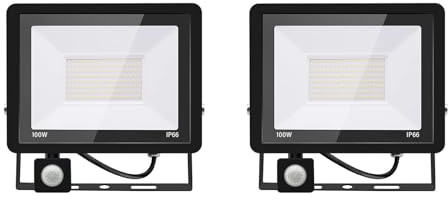 Jefedana 2PACK - Projecteur LED détecteur de mouvement 100W,10000LM Exterieur Avec Detecteur Blanc Chaud(3000K) Imperméable IP66 sécurité pour, garage, couloir XPGGY-100W