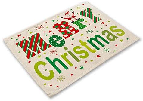 Manteles Individuales Hierba De Navidad Verde Salvamanteles Individuales Algodón Lino Lavable Individuales Mesa Resistente al Calor Bajoplatos Tapetes para Mesa Bajoplatos 30x45cm 4 Pcs