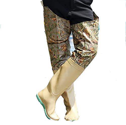LIMKOO Bottes De Pluie Hautes Légères pour Hommes Et Femmes - Bottes De Boue Semelle Antidérapante, Bottes De Wading en Caoutchouc Idéales pour La Pêche, La Chasse, l'agriculture,40EU,Beige