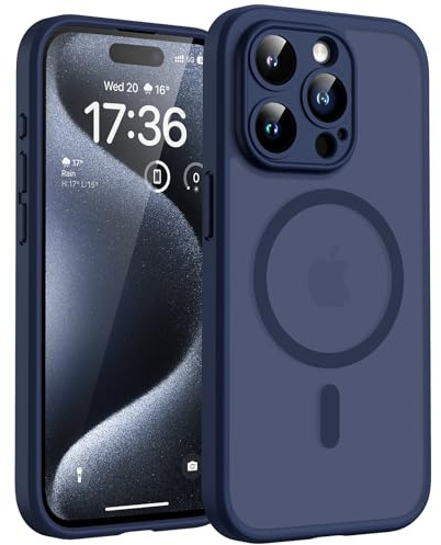 TOCOL für iPhone 15 Pro Max Hülle, Kompatibel mit MagSafe, Matt Tiefblau | Eingebauter Magnetring, Vollständiger Kameraschutz, Militärschutz Stoßfest Kratzfest Haltbarkeit, Durchscheinend Rückseite
