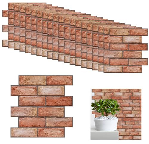 XMSZQU Confezione da 10 Mattoncini Modello Carta da Parati 3d, 30 X 30 cm In PVC Impermeabile Pannelli Finta Pietra per Esterni, Mattoni Adesivi Parete per Porte A Muro Camera da Letto Cucina