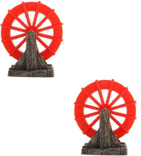 Amosfun 2pcs Resin Windmill Decor for Aquarium Wear-resistant Ornament for Fish Tank Decorations