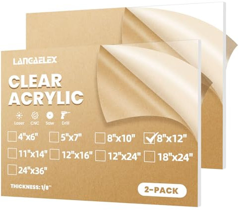 Langaelex 2er Set Acrylglas Platten Transparent 3mm, 20 x 30 cm Acrylplatten ultra klare Kunststoffplatten für Laserschneiden, Glasersatz, Projektausstellung