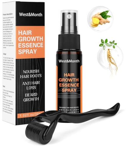 LOPHE Hair Growth Spray, Derma Roller and Growth Serum Kit for Hair Anti Loss Thickening Regrowth, Hair Growth Oil Spray Stimulate Beard Growth, Hair Thickening Products for Men Women