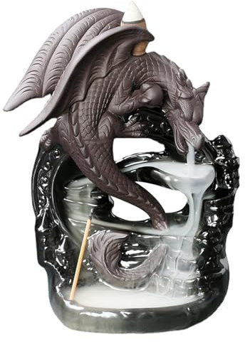 Dragon Backflow – Brunnen-Räuchergefäß – Keramik-Brunnen-Räucherstäbchenhalter | Aromatherapie-Ziergebirgs-Rückfluss | Räucherkegel-Brenner-Statue | Statuen für Home-Office-Yoga für Home-Office-Yoga