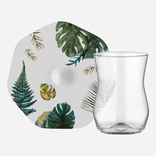 uandu Juego de vasos, juego de té para 6 personas, juego de té, juego de vasos de té, juego de vasos de té Cay Bardagi, vasos de té turcos, Cay Bardagi Seti, té turco, cristal, posavasos, juego de