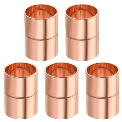 YOKIVE 5 Pcs Copper Coupling, Plumbing Straight Copper Fitting Coupler Welding Joint Connector Adapter, Great for HVAC, Air Conditioner (5/8 Inner Dia.)