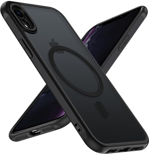 iVoler Magnetiskt fodral för iPhone XR 6,1 tum, [Kompatibel med MagSafe] [Stötskydd i militärklass] genomskinligt matt baksida tunt silikonfodral