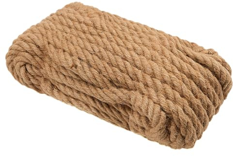 TAICHEUT Cuerda de cáñamo de 20 mm x 25 m, cuerda de cáñamo gruesa, cuerda de arpillera trenzada para agrupar, decorar, jardinería fija