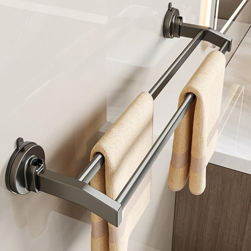 Porte-serviettes à ventouse - Barre porte-serviettes amovible en aluminium spatial, pour salle de bain