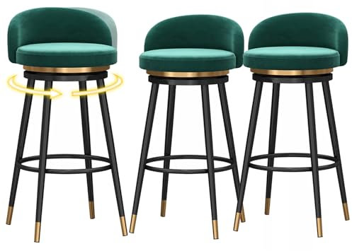 Moderne Barhocker für die Küche, Thekenhöhe, 3er-Set, Drehhocker, Stuhl für Esszimmer, Grün, 75 cm