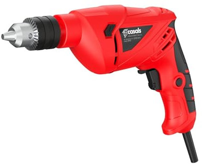 Casals - Taladro Atornillador Percutor 500W | 3000RPM | Portabrocas 13mm | Capacidad Máxima Perforación 10mm Acero / 24mm Madera / 13mm Hormigón | Revestimiento Ergonómico | 1.8m Cable