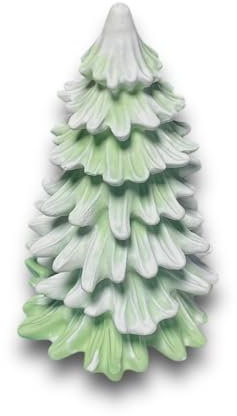 Weihnachtsbaum Mini Duftstein Deko | Christmas Tannenbaum aus Keramikpulver | Tischdeko, DIY, Schaufenster | Handmade, Germany | Duft-Aroma Dekoration - 10 x 6 x 6 cm (Weihnachtsbaum Weiß-Grün)