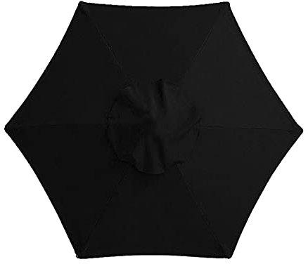 Toile de rechange pour parasol de marché à 6/8 baleines en polyester pour parasol de jardin ou de plage, Noir , 2.7m/6 ribs