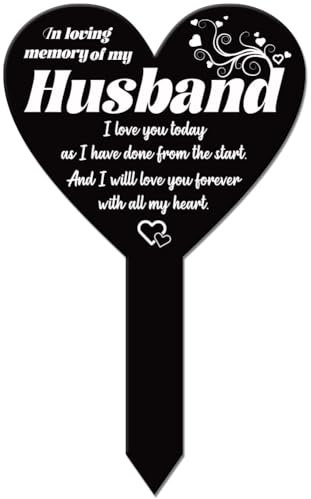 GLOBLELAND Estaca de jardín con forma de corazón para cementerio, acrílico para tumba, impermeable, condolencias, para patio, tumba, cementerio