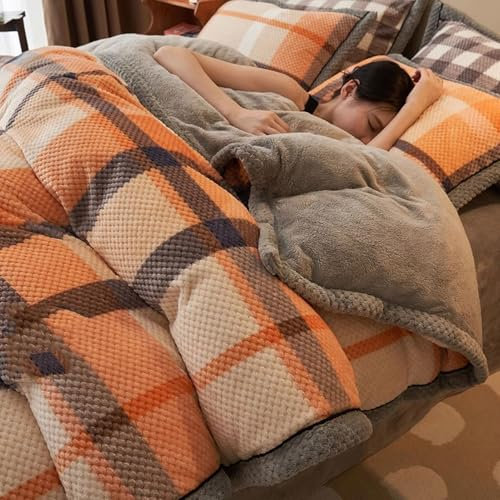 Dicker Warme Kaschmir Steppdecken, Atmungsaktiv und Hautfreundliche Antiallergene Steppdeck, Verdicken Sie Lamm Kaschmir Decke (D 150x200cm(3.5kg))