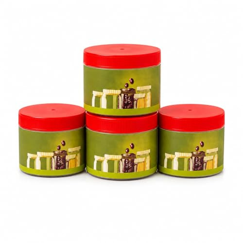 ANGIX 4 x 200ml Plastic Storage Jars & Canisters with Screw Top Lids, Airtight Food Storage Containers for Kitchen, Food, Spices, Herbs & Sweets, Clear Canister Pots