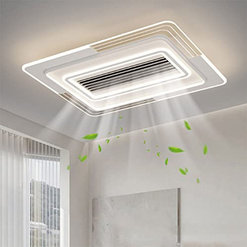 Modern Bladeless Ceiling Fan with LED Dimmable Lights & Remote Control Full Spectrum 3 Speed Indoor Chandelier for Bedroom & Living Room Lighting