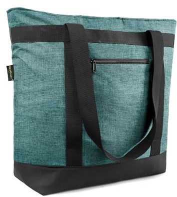 BeeGreen Insulated Cooler Bag with Handles Oversized Sturdy Leakproof Freezer Shopping Tote for Groceries Heavy Duty Thermal Food Delivery Bag Blue-Green