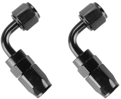 Hoite 2Pcs 90 Degree Swivel Seal AN Hose End Fitting 6AN Black Aluminum for Fuel Oil Water Fluid Line