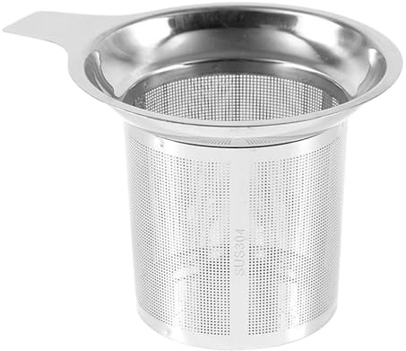 Colino da tè, in acciaio inox, filtro a rete per caffè, 11 x 8 x 7 cm, maglia ultra fine, manico in silicone anti-scottatura per foglie sciolte, per preparare a casa, sul posto di lavoro, in viaggio o