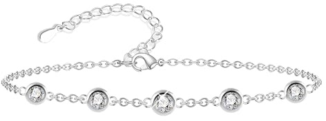 Zirkonia Silber 925 Armbänder für Damen, Charm Armband mit Kugel Zirkonoxid