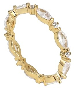 Ring Damen, Promise Ring Gold Ewigkeit mit Marquiseschliff Moissanit 14K Gelbgold Größe 52 (16.6)