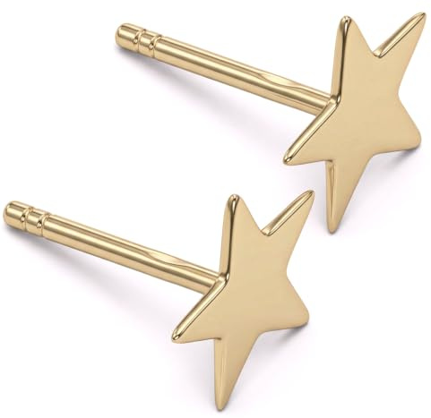 Boucles d’oreilles Bouton pressoir – or 18 carats – 0.58 gr – puces, design étoile, finition polie artisanale – Valeur refuge – Idée cadeau – poinçon 750 – Certificat d’authenticité – Salia Gold Paris