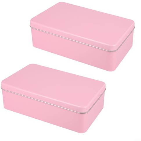 Lot de 2 boîtes de rangement élégantes en métal pour organiser de petits articles tels que des bijoux et des essentiels de bureau (rose)