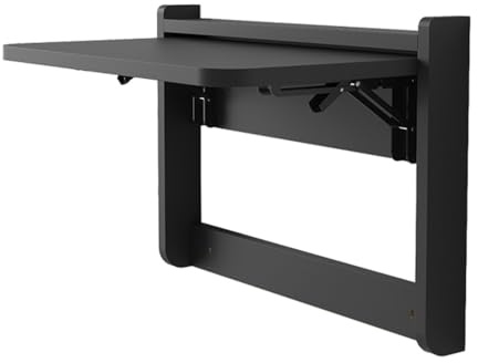 SMELEDFCFK Tavolo Pieghevole A Parete Galleggiante, Tavolo da Lavoro da Parete Tavolo A Scomparsa in Legno, Scrivania per Computer Sospeso Salvaspazio(Black)