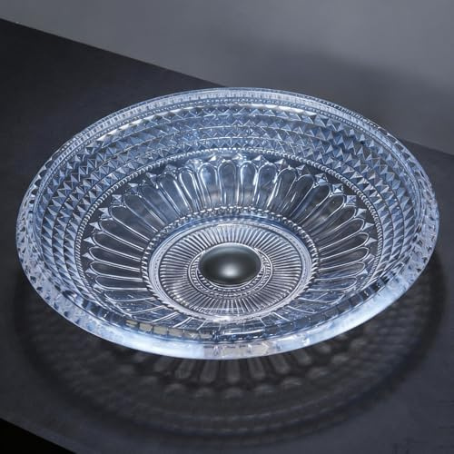ZYCDP Aufsatzwaschtisch Glas Rund Waschbecken Badezimmer Ohne Hahnloch 440X440X120 mm Kristallblau