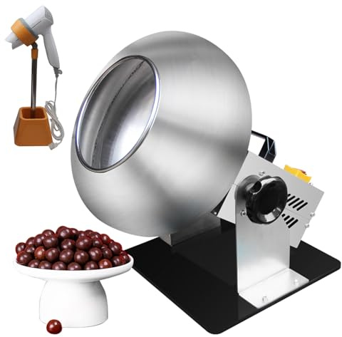FHRKA Electric Sugar Coater with Stand & Blower | Commercial Chocolate Panning Machine | Adjustable Angle Chocolate Polishing Machine